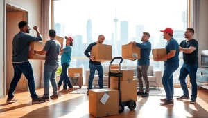 Reliable team providing Toronto moving services while loading a moving truck under bright sunlight.