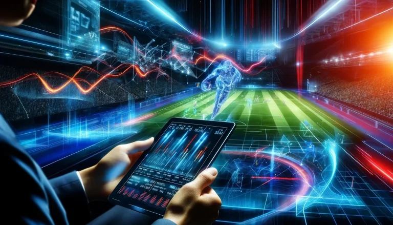 DALL·E+2024-06-11+16.20.48+-+A+dynamic+and+futuristic+scene+depicting+live+sports+betting.+The+background+features+a+high-tech+sports+arena+with+holographic+displays+showing+real-