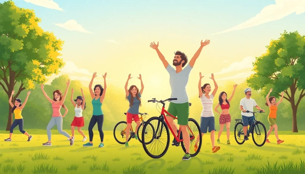 Engaging illustration of individuals improving their healthspan through wellness activities.