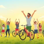 Engaging illustration of individuals improving their healthspan through wellness activities.