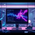 Engaging workspace showcasing innovative nsfw ai technology with vibrant AI art on screen.