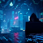 Visual representation of the hidden wiki onion concept in a glowing, digital underground city.