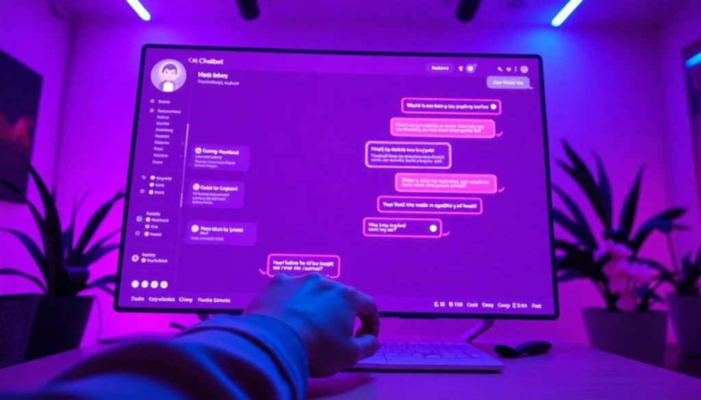 Engaging NSFW AI chatbot interface in a modern digital workspace with animated character avatars.