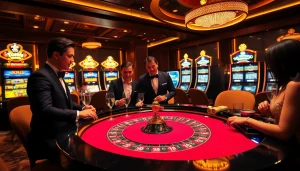 S88vip gamblers celebrating a big win at a luxurious roulette table with vibrant colors.