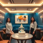 The elegant interior of Suwon's '뮤가라오케' shirt room, highlighting sophistication and comfort, representing the premium services of gdmc.bio.