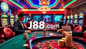 Players enjoying high-stakes roulette at J88 com casino with excitement and luxury.