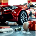 Transform your vehicle with a Christmas car detailing gift, showcasing professional tools and festive atmosphere.