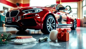 Transform your vehicle with a Christmas car detailing gift, showcasing professional tools and festive atmosphere.
