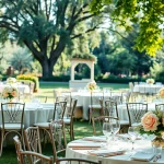 Stunning setup of Table & Chair Rentals for an outdoor event showcasing elegant arrangements.