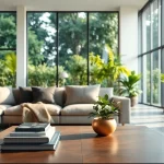 Enhance your seamless living space with a modern living room full of natural light and elegant decor.