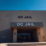 OC Jail building showcasing architectural details and security features.