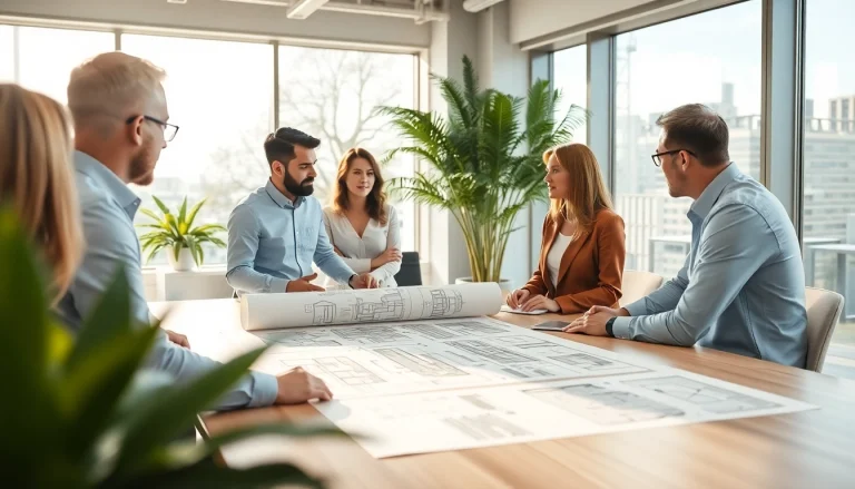 Engage in architectural consultation Boston with experts over design plans in a professional setting.