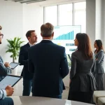 Team collaboration in b2b competitive intelligence analysis during a strategy meeting.