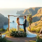 Couple exchanging vows in serene Big Sur wedding photography with stunning coastal backdrop.