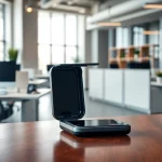 Phonelocker in a stylish office setting, demonstrating its functionality and modern design.