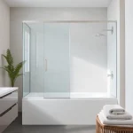 Showcase of shower screens semi frameless in a modern bathroom with elegant design features.