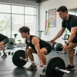 Astera Shop customers training together with effective steroids in a vibrant gym.