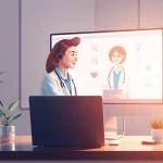 YourGP virtual healthcare service illustration illustrating user interaction.