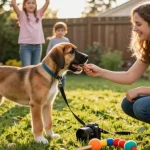 Training a Great Dane puppy outdoors to see more details on positive reinforcement techniques.